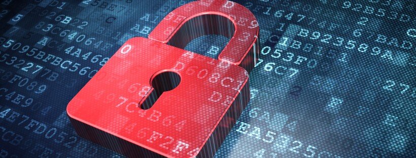 Cybersecurity lock graphic over digital data