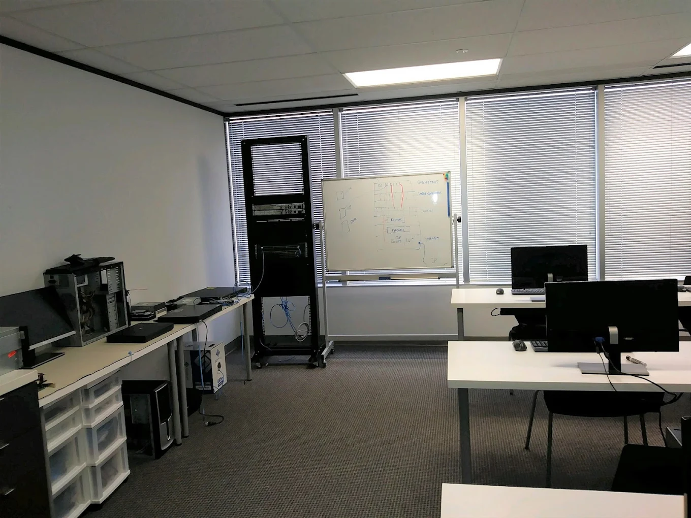 Computer classroom and lab equipment at KB Tech Institute